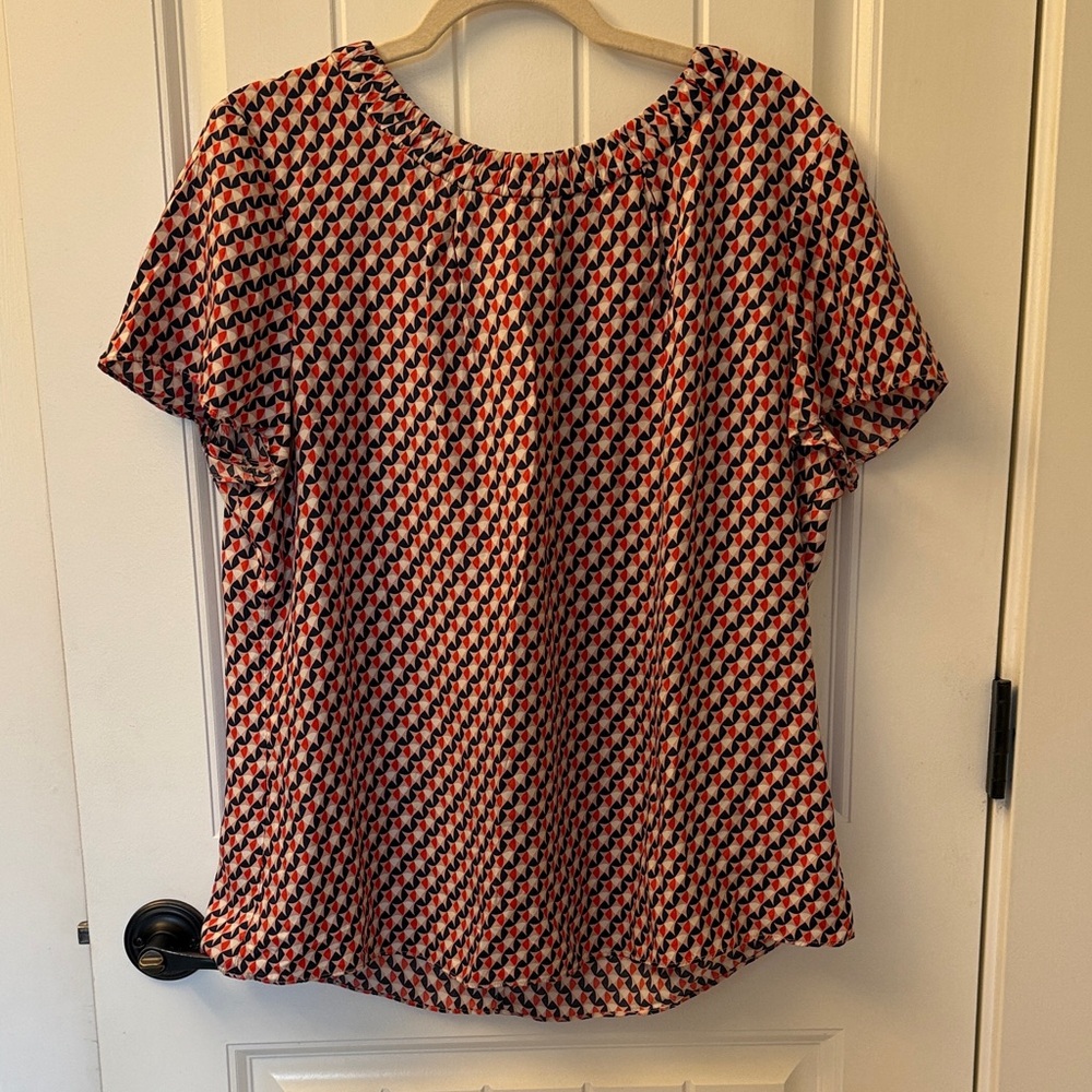 Boden Red and Black Geometric Blouse